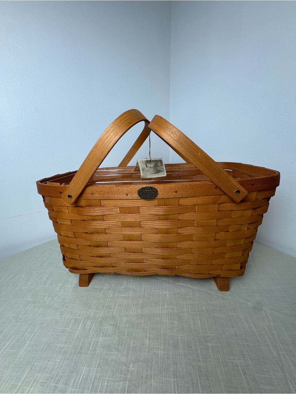 Large Vintage Peterboro double handled basket for gathering
